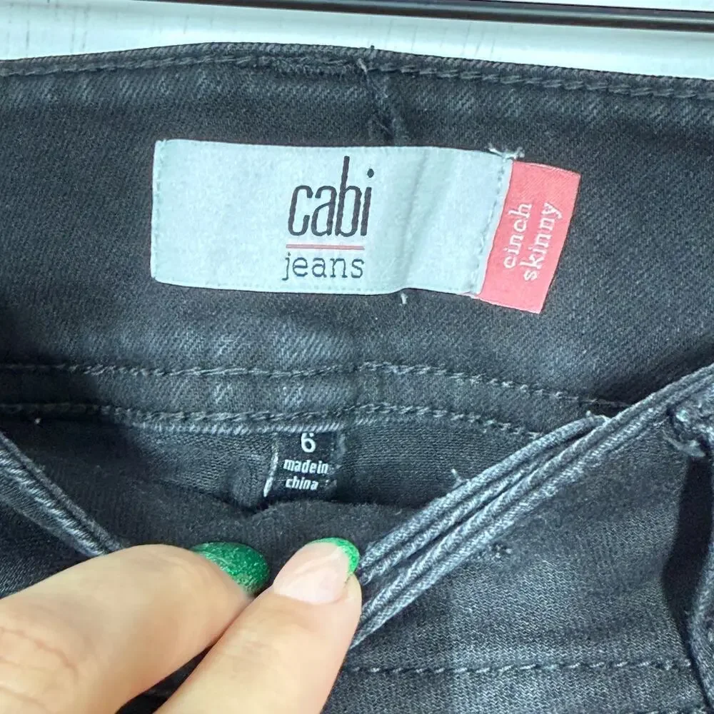 Cabi‎ Cinch Skinny Jeans Womens Size 6 Black Denim Stretch High Rise 5-Pocket